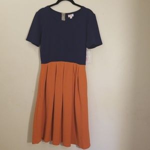 NWT Medium Color block Lularoe Amelia Dress Pocket
